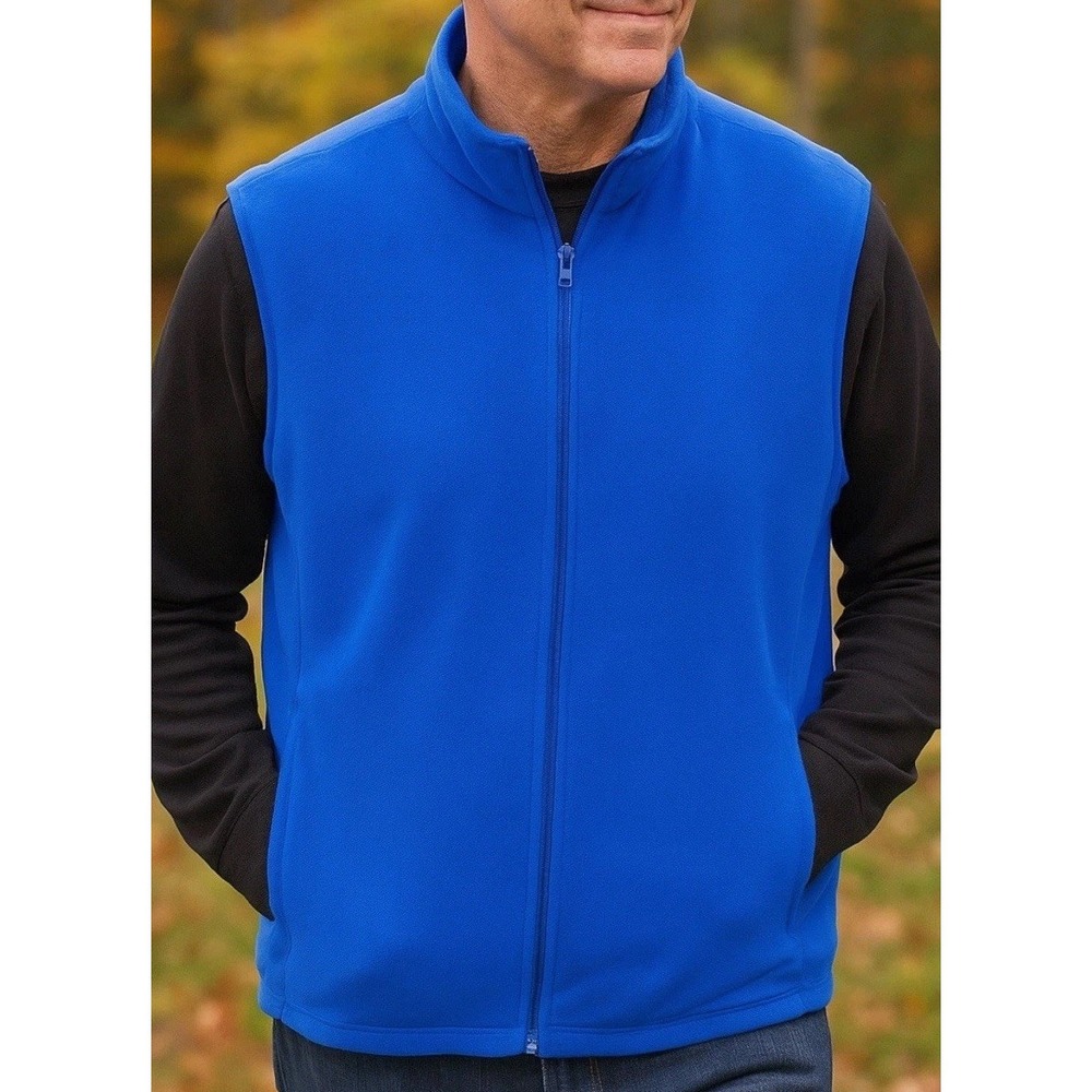Lands' End Fleece Vest Men's XXL Royal Blue Full-Zip Sleeveless Jacket Pockets